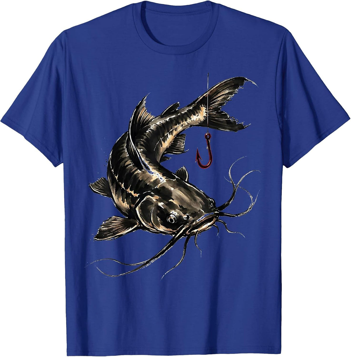 Catfish Ink Brush Christian Fishing Faith Gift T-Shirt - Royal Blue