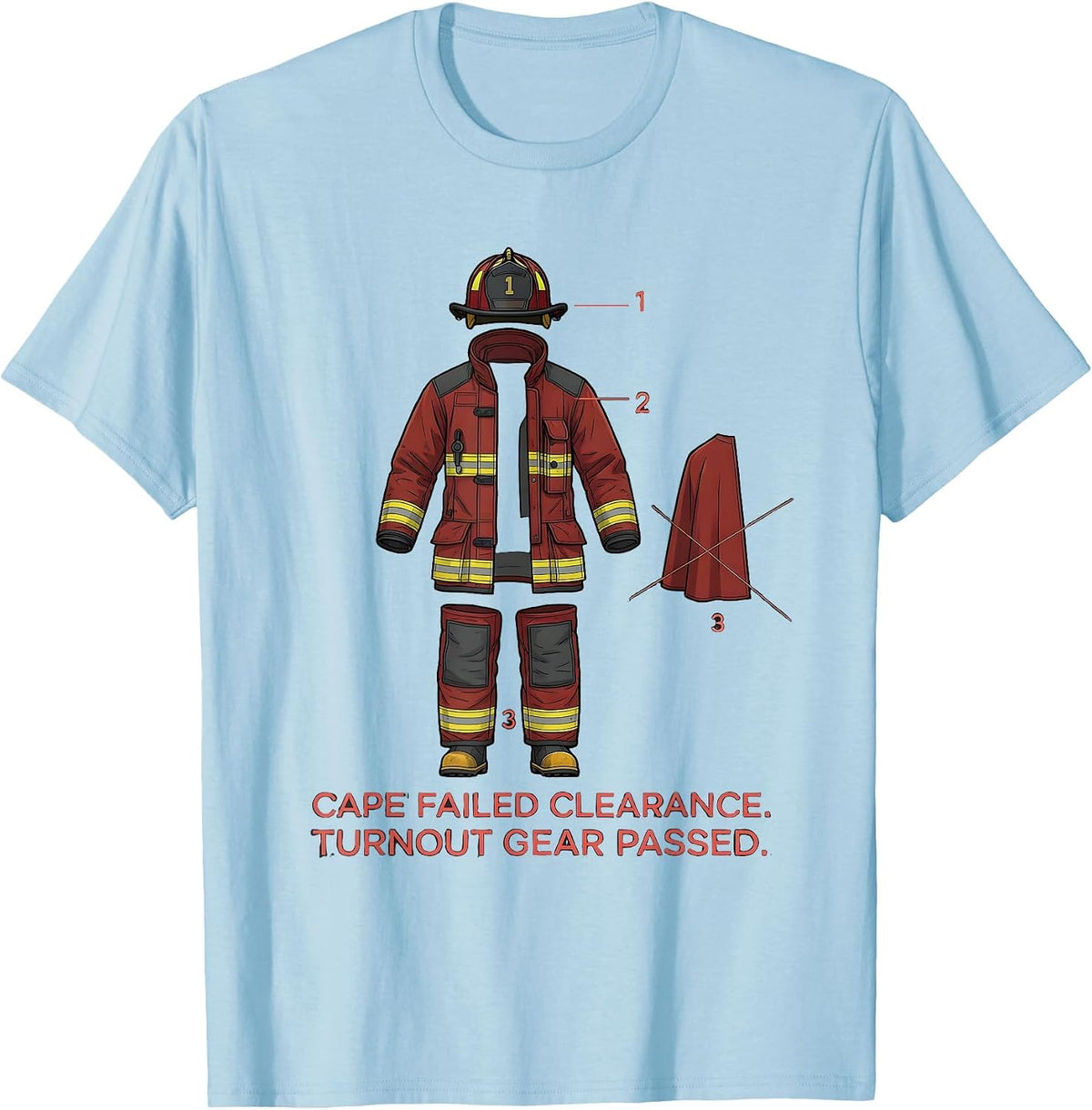 Men's Cape Failed Clearance Turnout Gear Passed Firefighter T-Shirt - Baby Blue