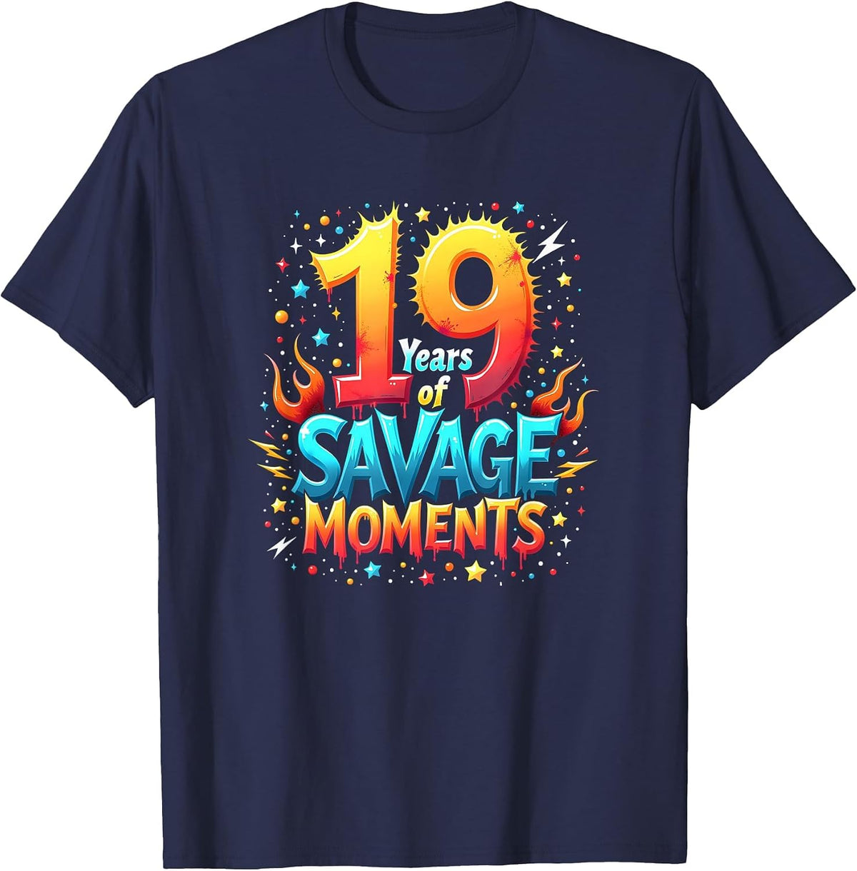 21 Year Old Gifts 19 Years of Savage Moments 21st Birthday Gift Celebration T-Shirt - Navy Blue