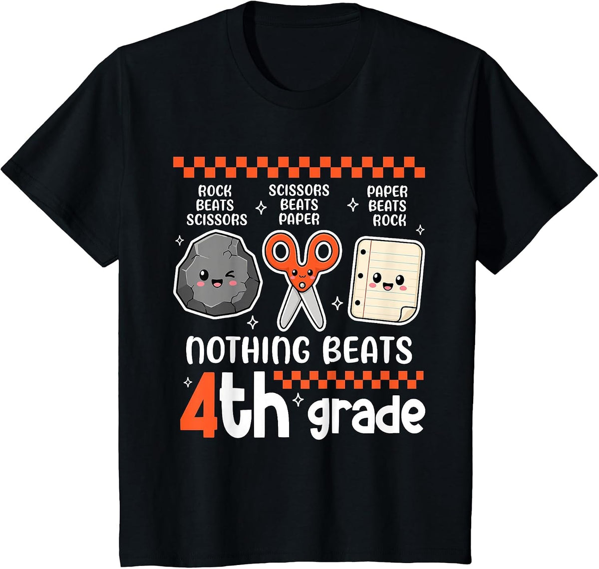Funny Nothing Beats 4th Grade Back to School Teacher Kids T-Shirt - Black