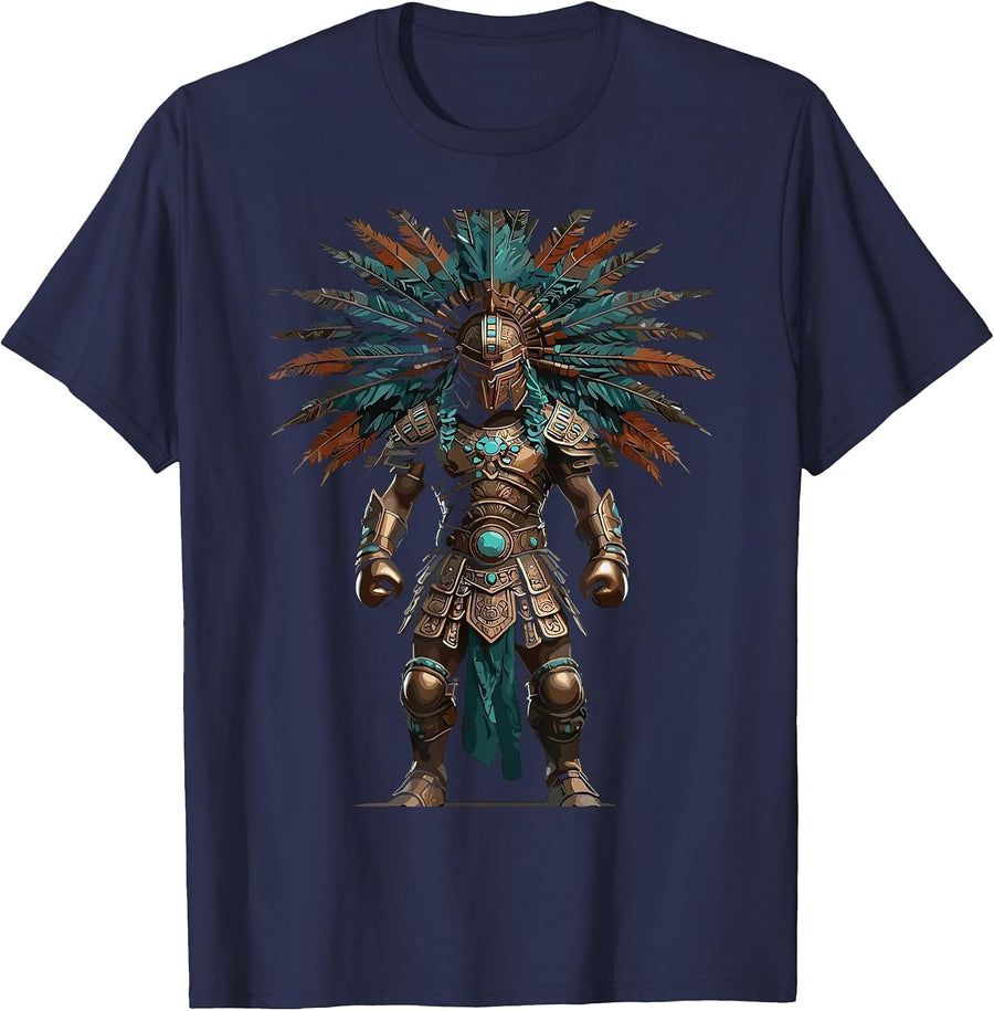 Aztec Warrior Mexican Boxing Pride T-Shirt - Navy Blue