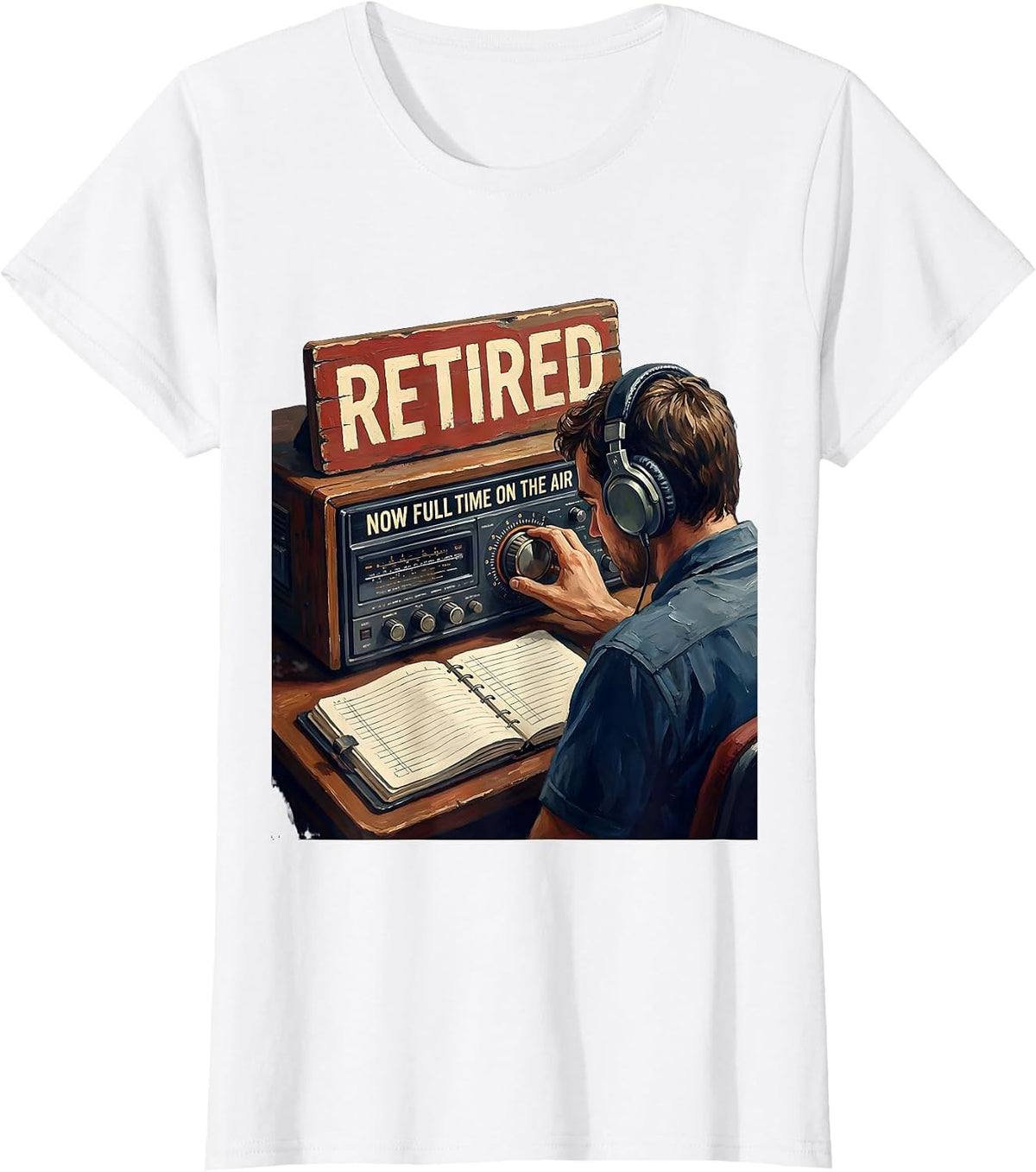 Women's Retired Now Full Time On The Air Funny Ham Radio Operator T-Shirt - White