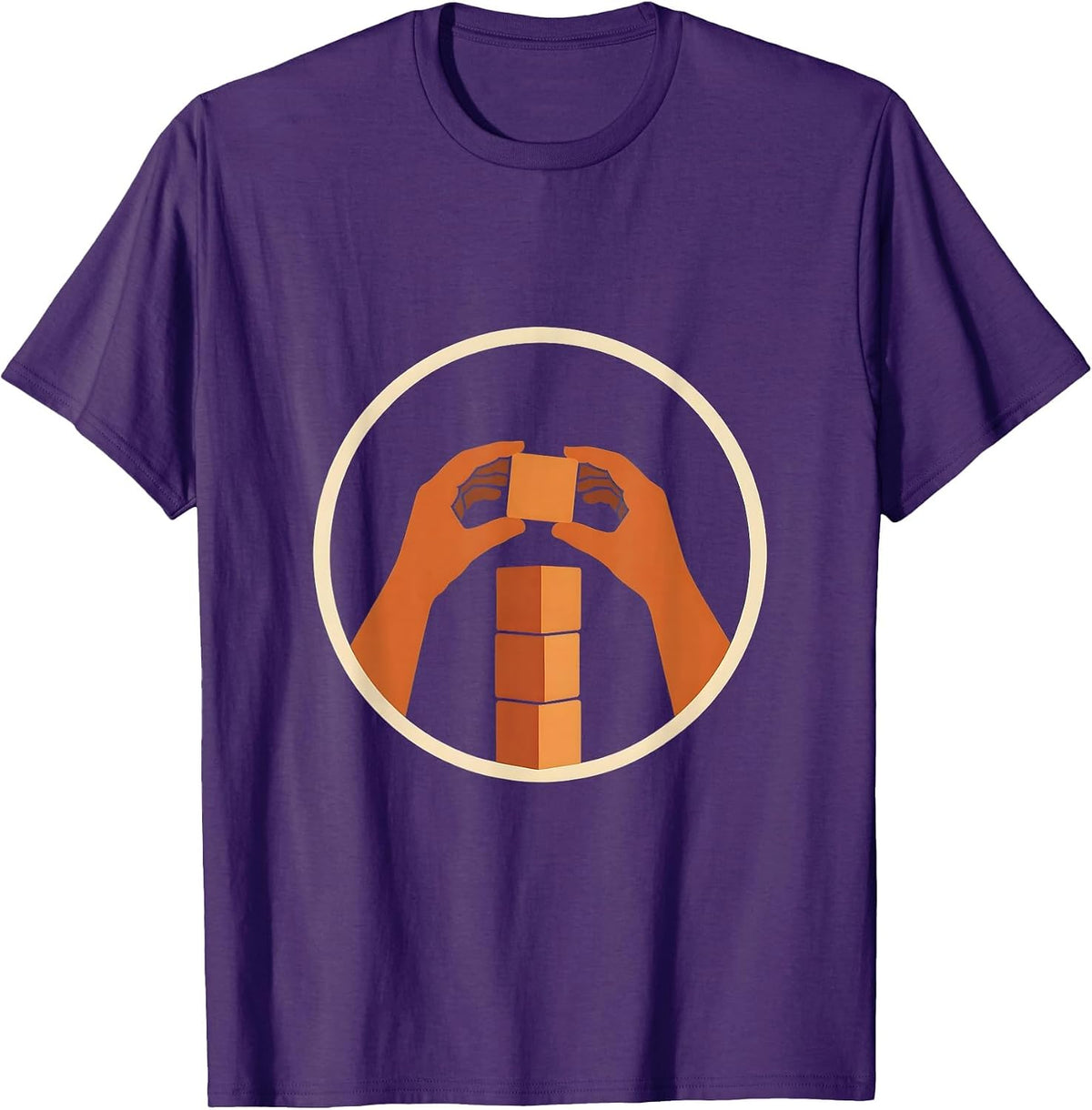 Play Is Learning Colorful Blocks Tower Design T-Shirt - Purple