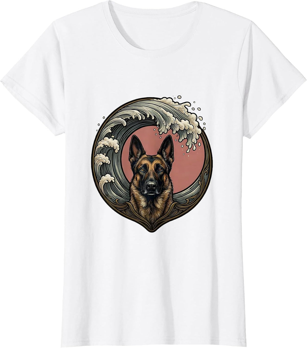 Belgian Malinois Art Nouveau Pet Lover Novelty Humor T-Shirt - White