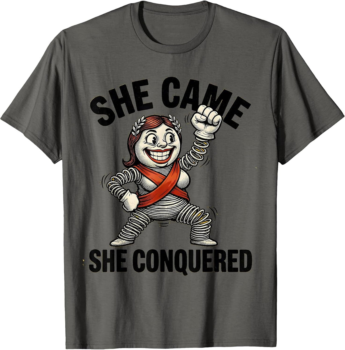 Men's She Came She Conquered Do It Lady Design T-Shirt - Asphalt Grey
