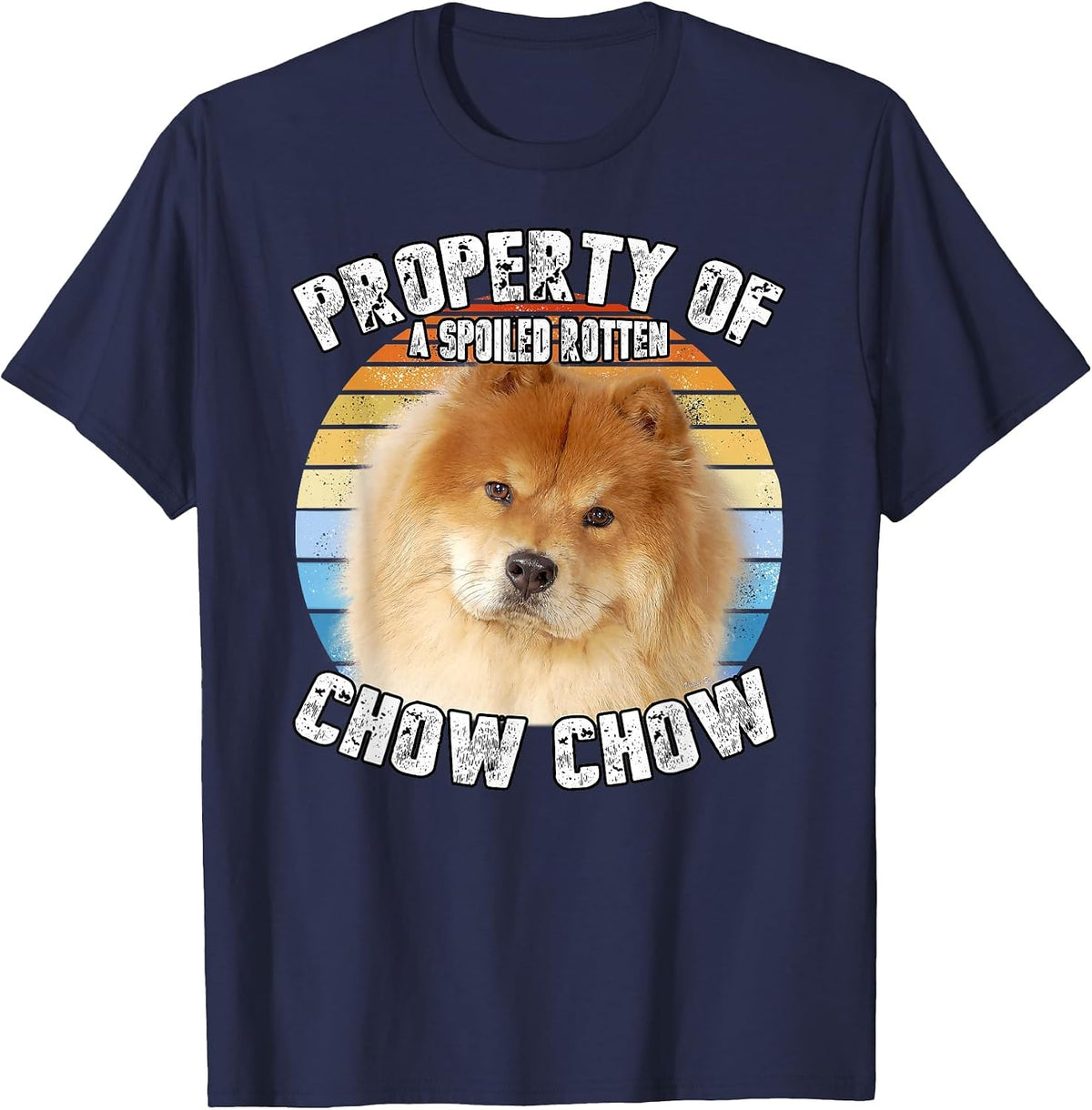 Chow Chow Red Retro Property of T-Shirt - Navy Blue