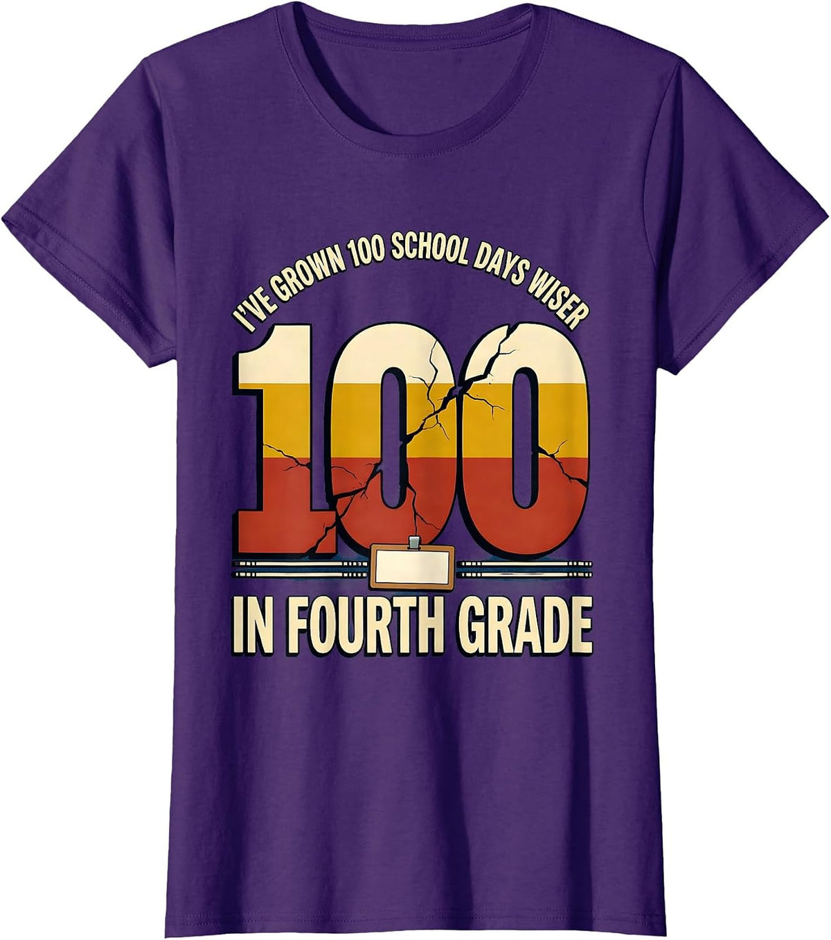 Women's I've Grown 100 School Days Wiser In Fourth Grade Teacher T-Shirt - Purple