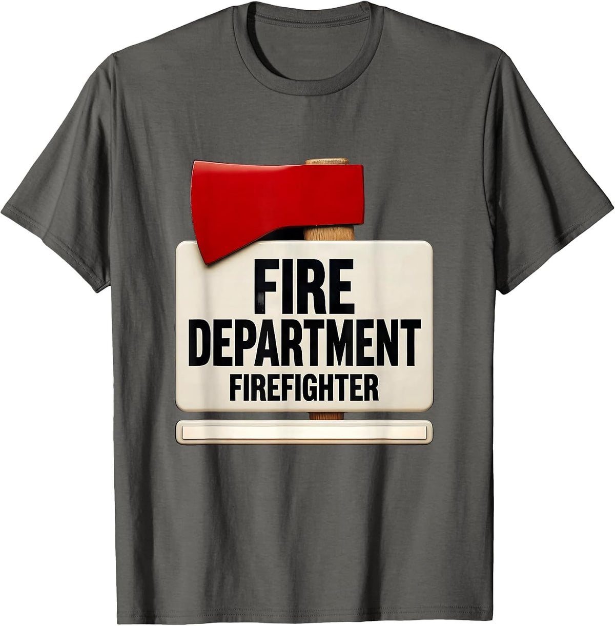 FIRE DEPARTMENT FIREFIGHTER Funny Fireman Halloween Costume T-Shirt - Asphalt Grey