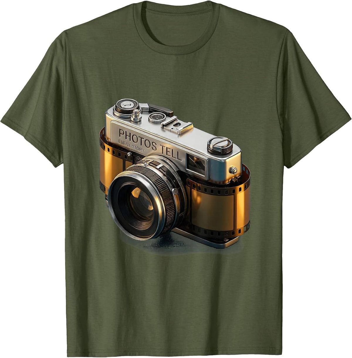 Photos Tell Every Story Photography Design T-Shirt - Olive Green