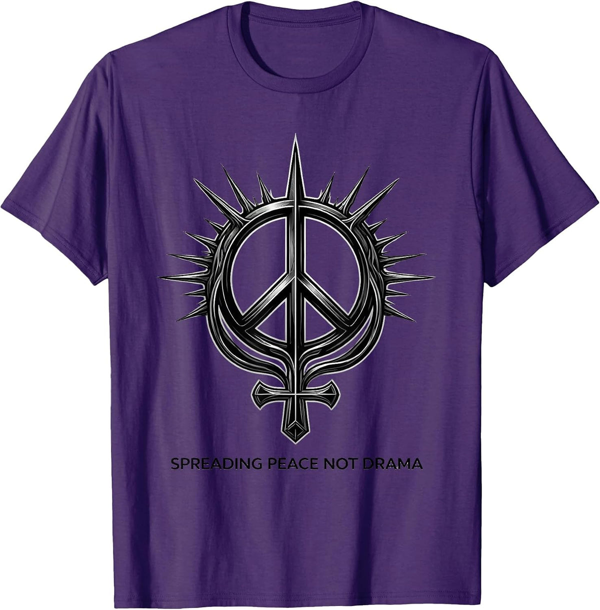 Spreading Peace Not Drama Peace Sign Design T-Shirt - Purple