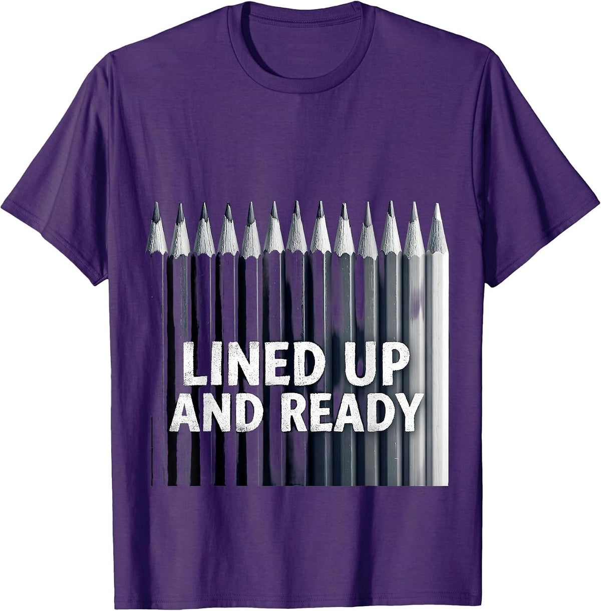 Lined Up and Ready 5th Grade Teacher Design T-Shirt - Purple