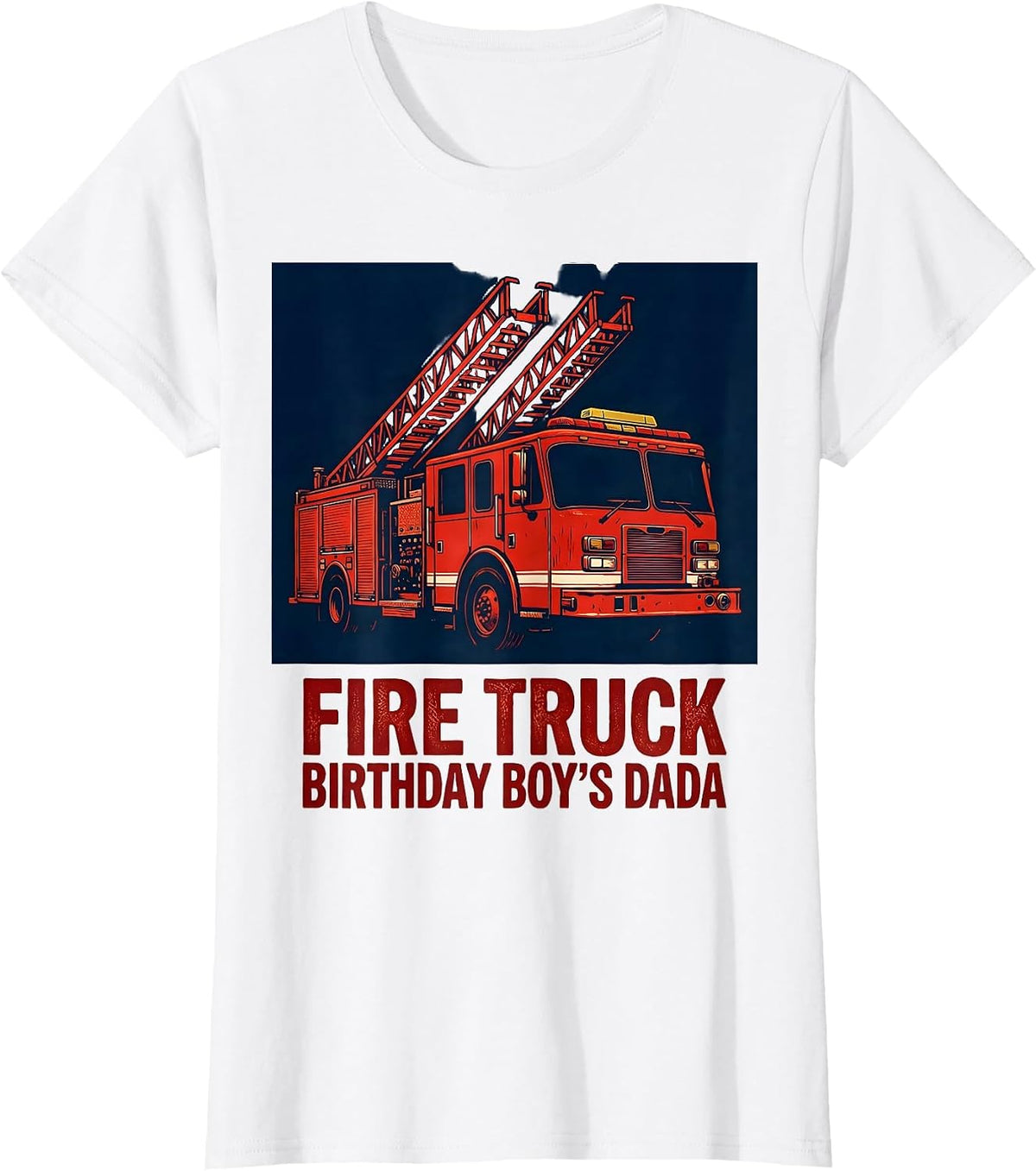Fire Truck Birthday Boy's Dada Fire Truck Daddy Firefighter T-Shirt - White