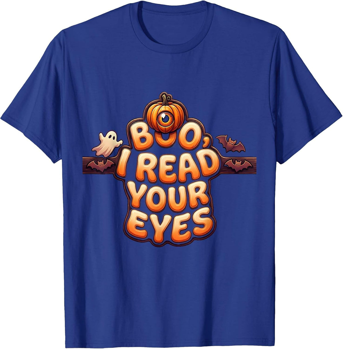 Men's Boo I Read Your Eyes Vintage Halloween Optometrist Eye T-Shirt - Royal Blue