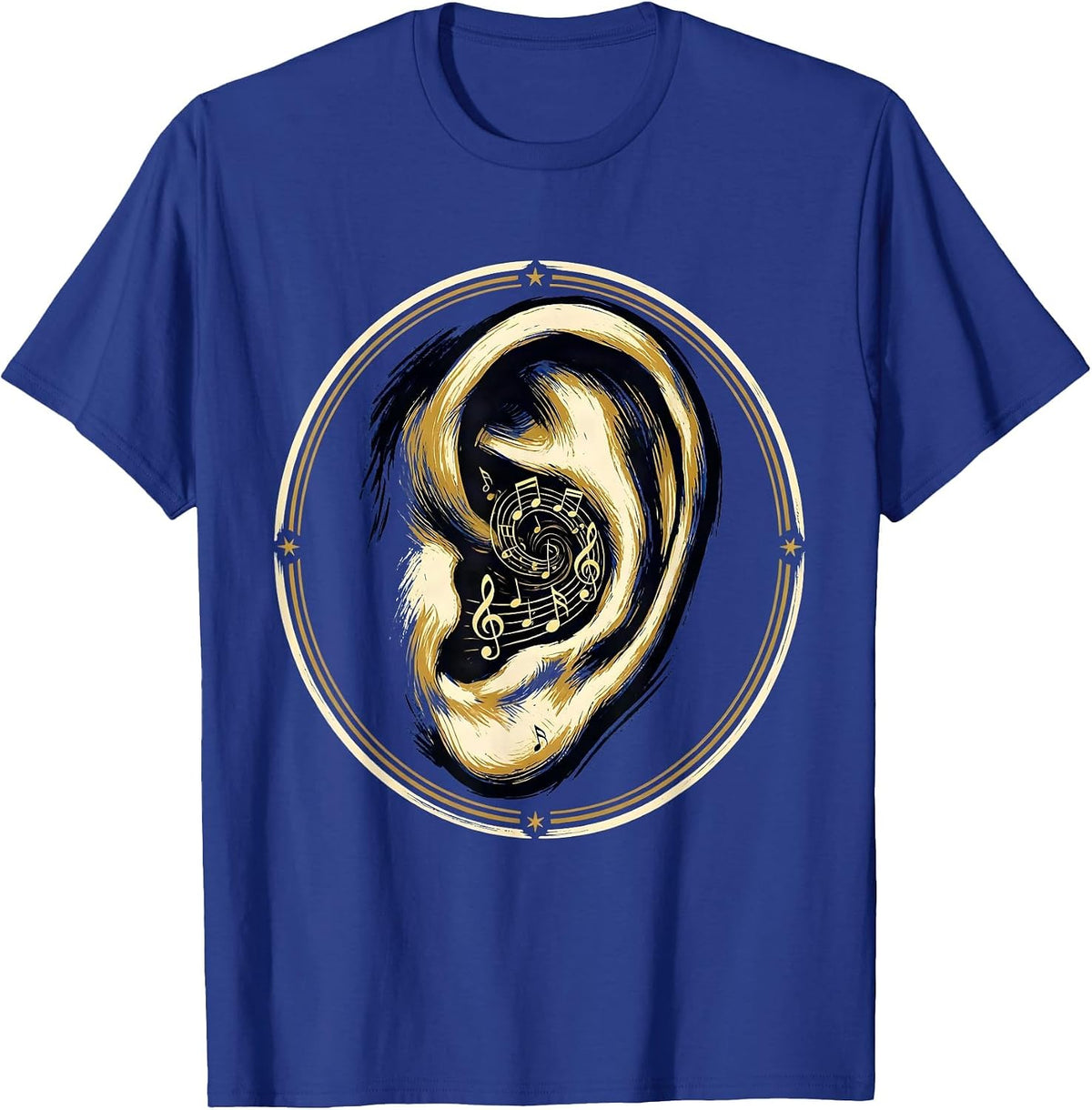Men's Music Teacher Ear With Musical Notes Illustration T-Shirt - Royal Blue