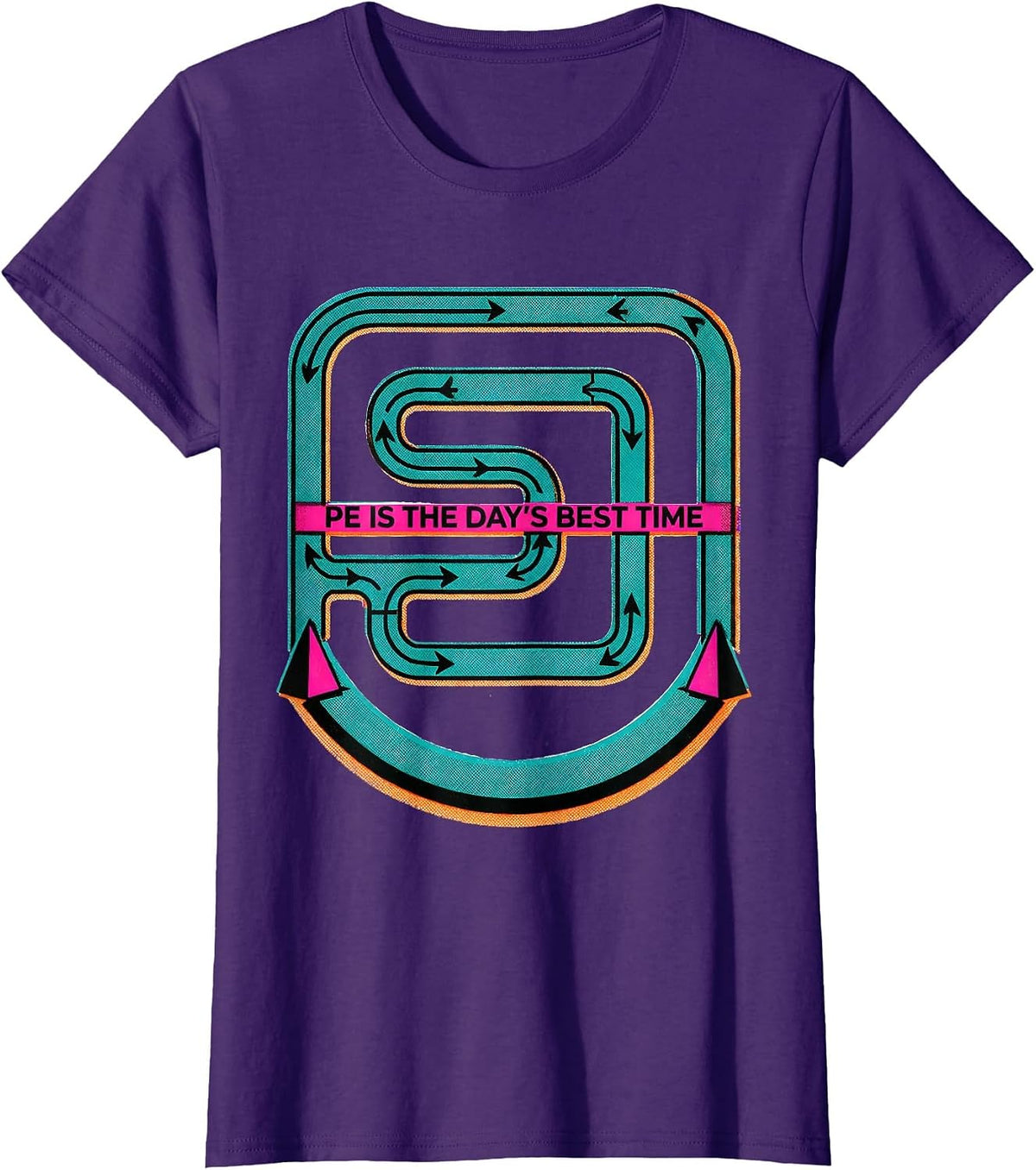 Women's PE Is The Day's Best Time Risograph PE Teacher Gym Class T-Shirt - Purple