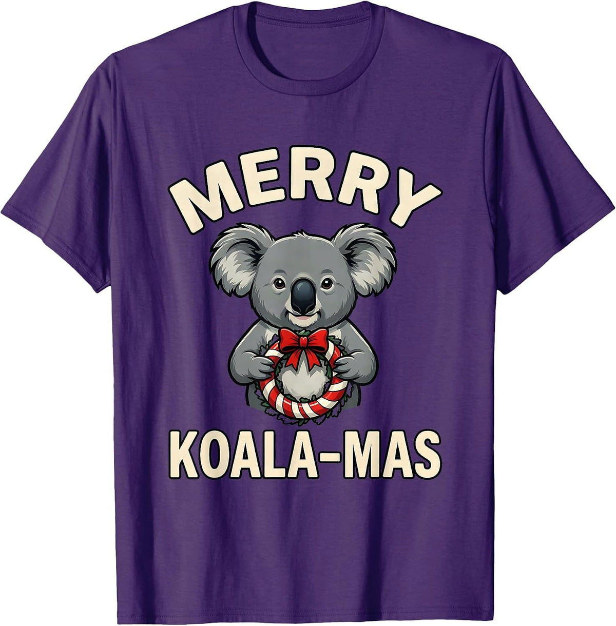 Merry Koala-mas Funny Koala Lover Christmas Pun Humor T-Shirt - Purple