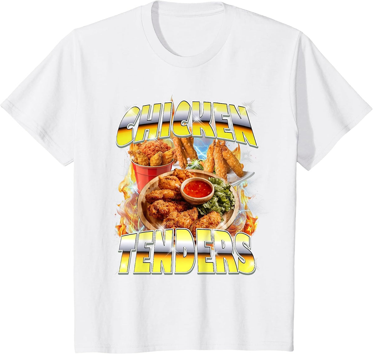 Thanksgiving Chicken Tenders Bootleg 90's Rap Rock Vintage T-Shirt - White