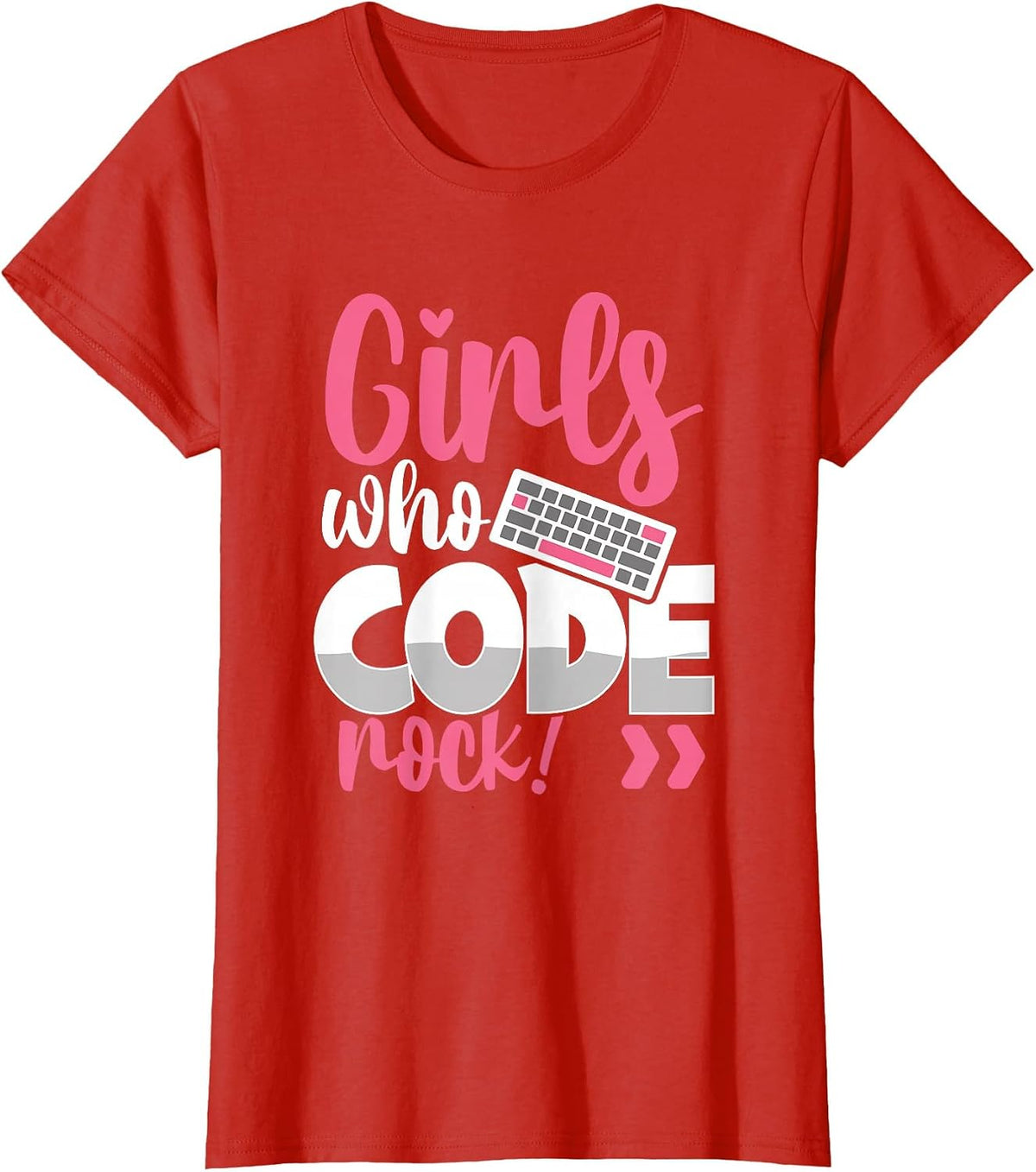 Girls Who Code Rock Female Developer Programmer Game Coder T-Shirt - Red