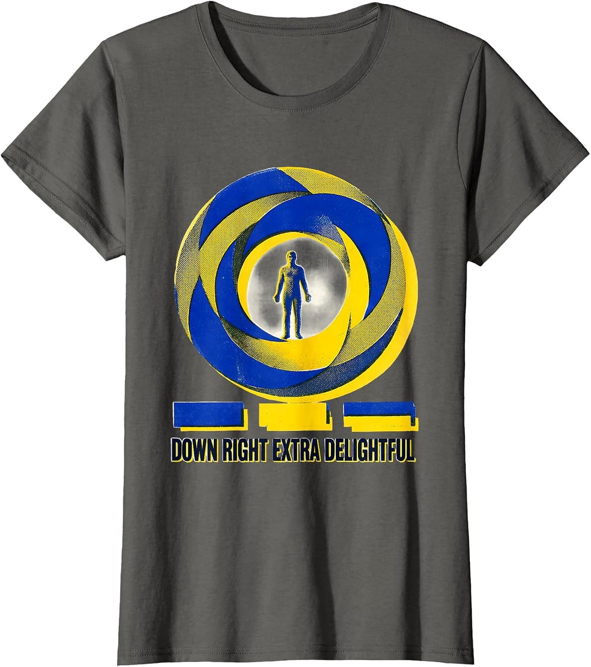 Women's Down Right Extra Delightful Risograph Down Syndrome T-Shirt - Asphalt Grey