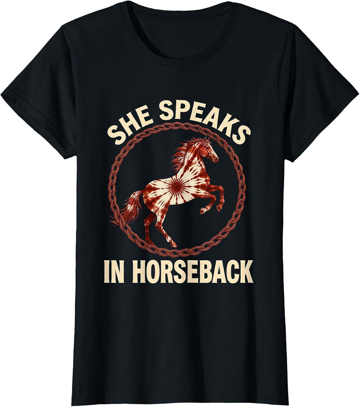 Women's She Speaks In Horseback Western Rider Design T-Shirt - Black