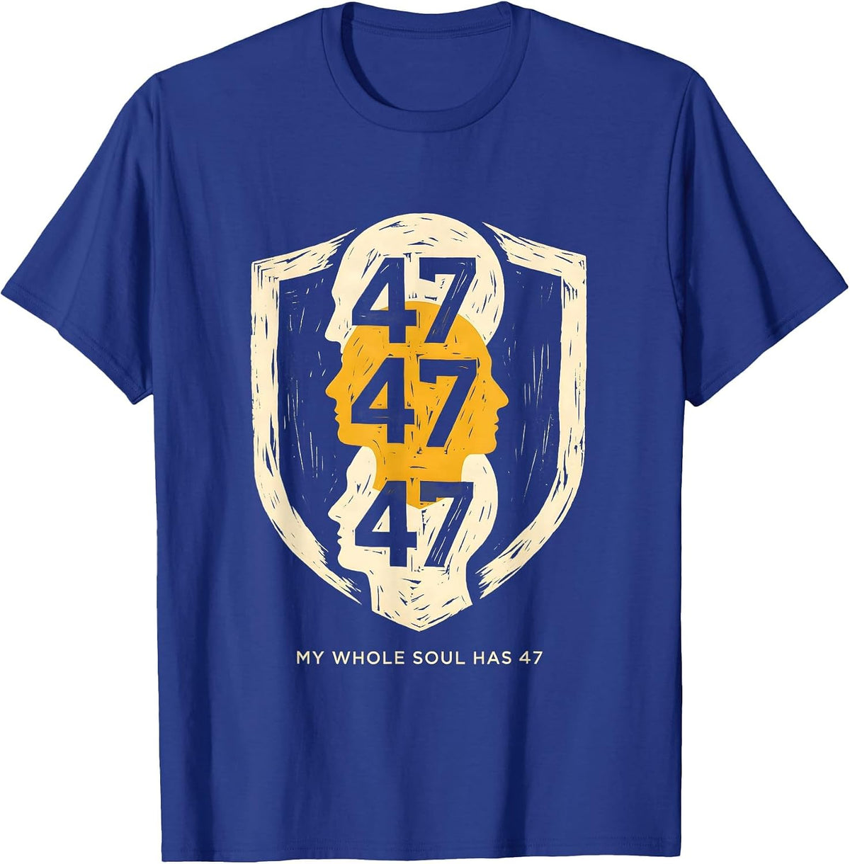 Men's My Whole Soul Has 47 Linocut Down Syndrome Awareness Homie T-Shirt - Royal Blue
