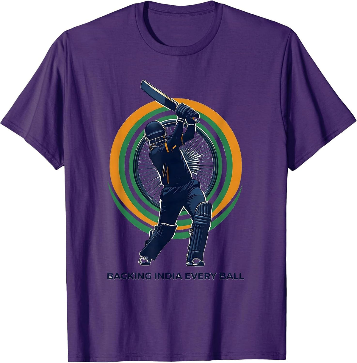 Men's Backing India Every Ball Patriotic Cricket Fan National T-Shirt - Purple