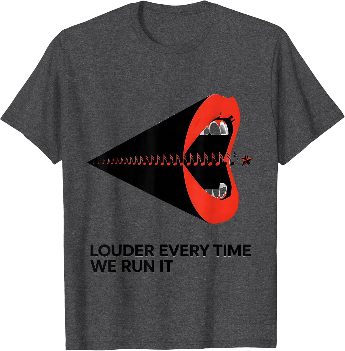 Louder Every Time We Run It Geometric Music Teacher T-Shirt - Dark Heather Grey