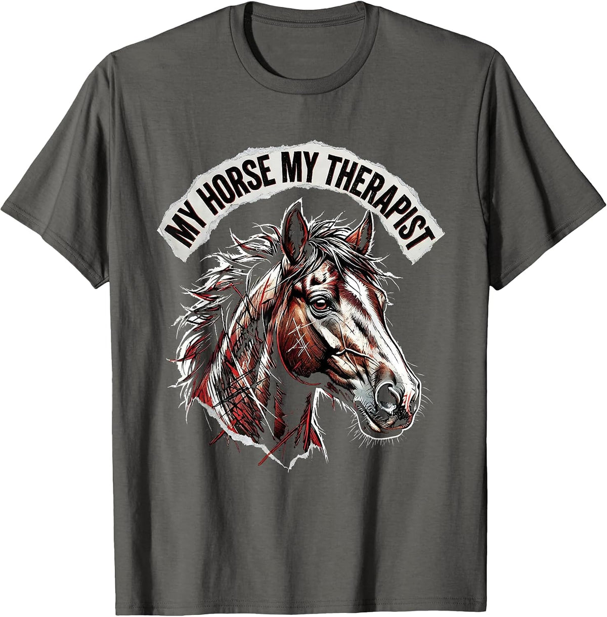 My Horse My Therapist Equestrian Design T-Shirt - Asphalt Grey