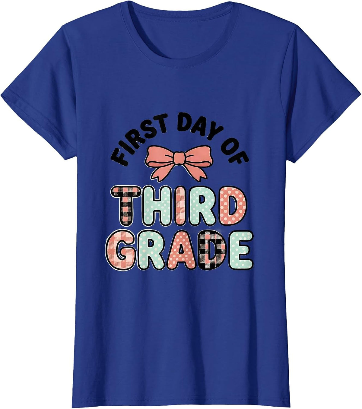 Women's First Day Of Third Grade Coquette Bow Back To School Girl T-Shirt - Royal Blue