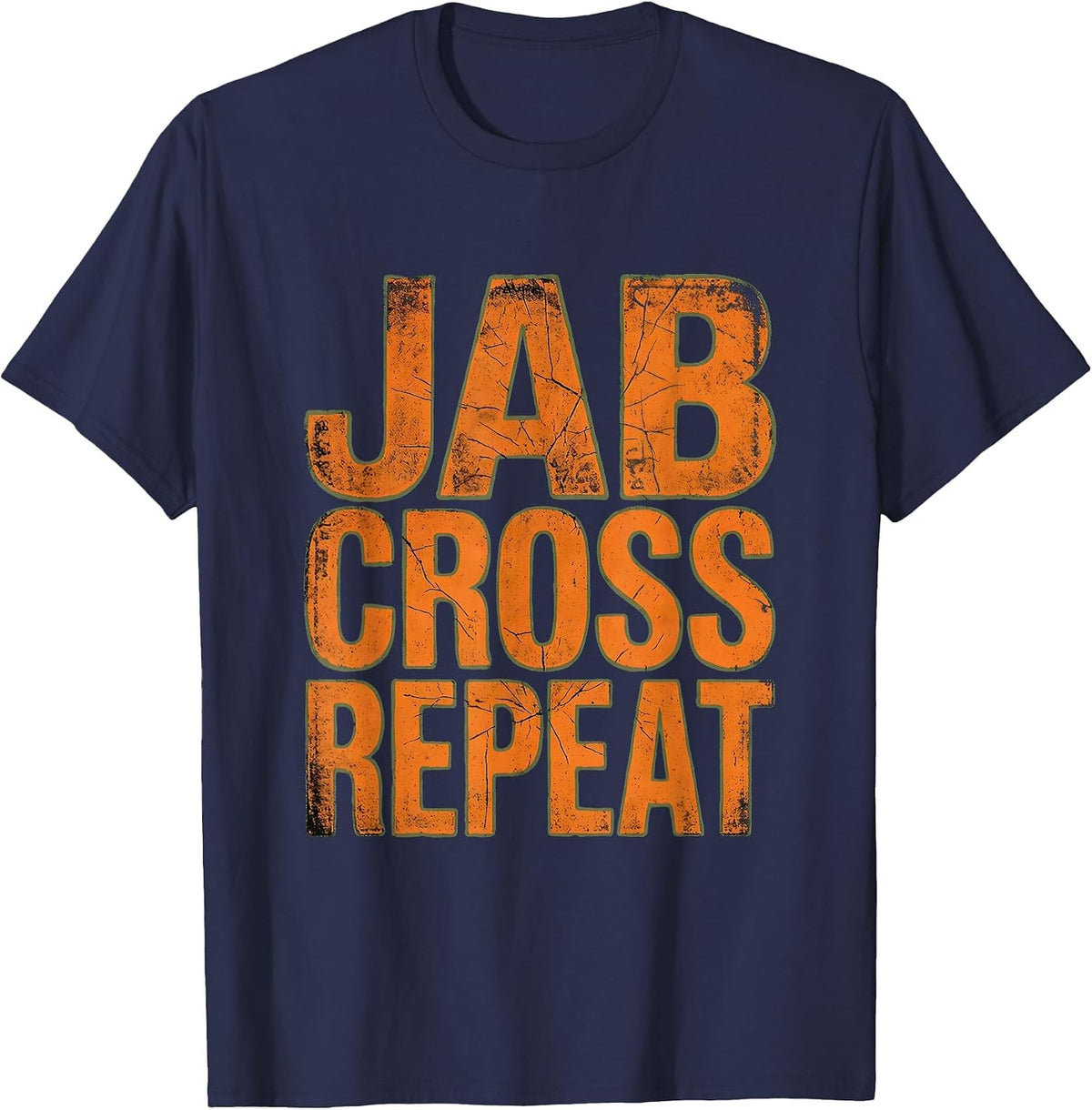 Men's Jab Cross Repeat Boxing Graphic Design T-Shirt - Navy Blue