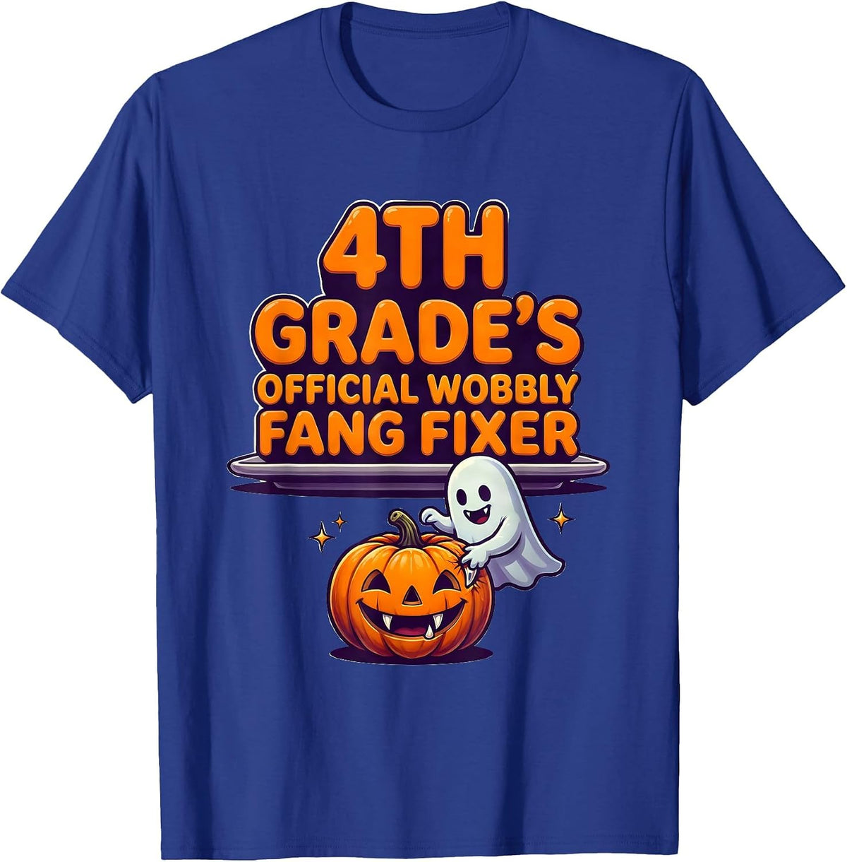 4th Grade's Official Wobbly Fang Fixer Playful Halloween T-Shirt - Royal Blue