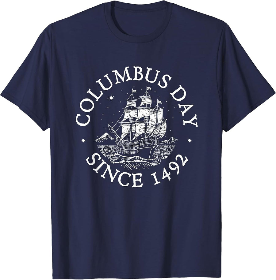 Columbus Day Since 1492 Italian Pride Christopher Columbus T-Shirt - Navy Blue
