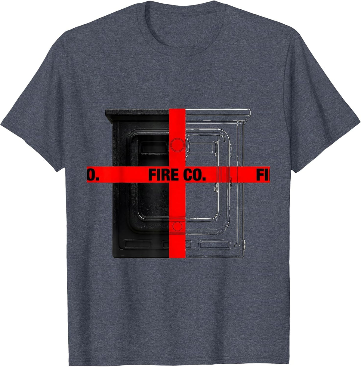 FIRE CO. Firefighter Department Pride Humor Thin Red Line T-Shirt - Heather Blue