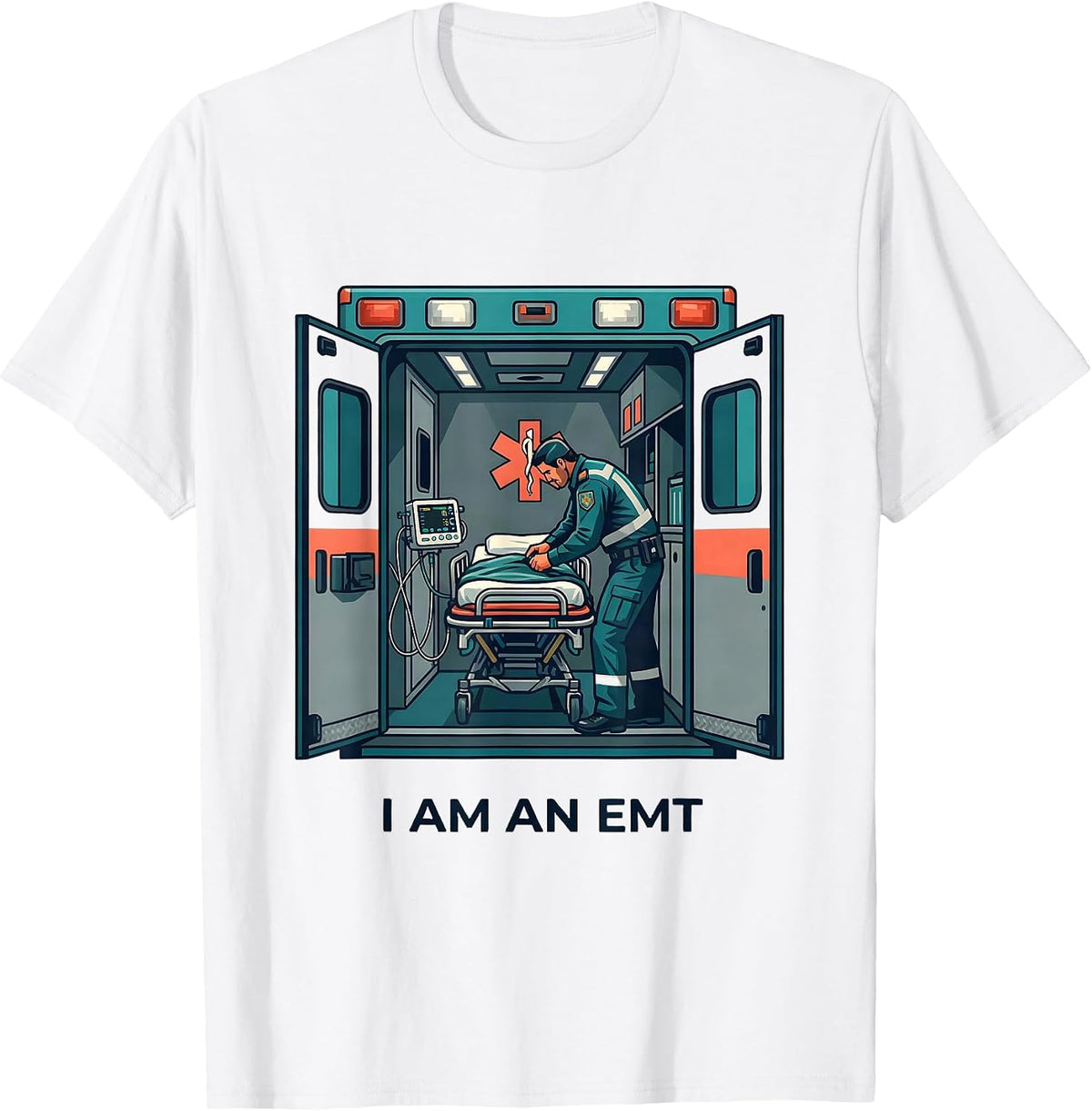 I Am an EMT Flat Vector EMS Paramedic First Responder Gift T-Shirt - White