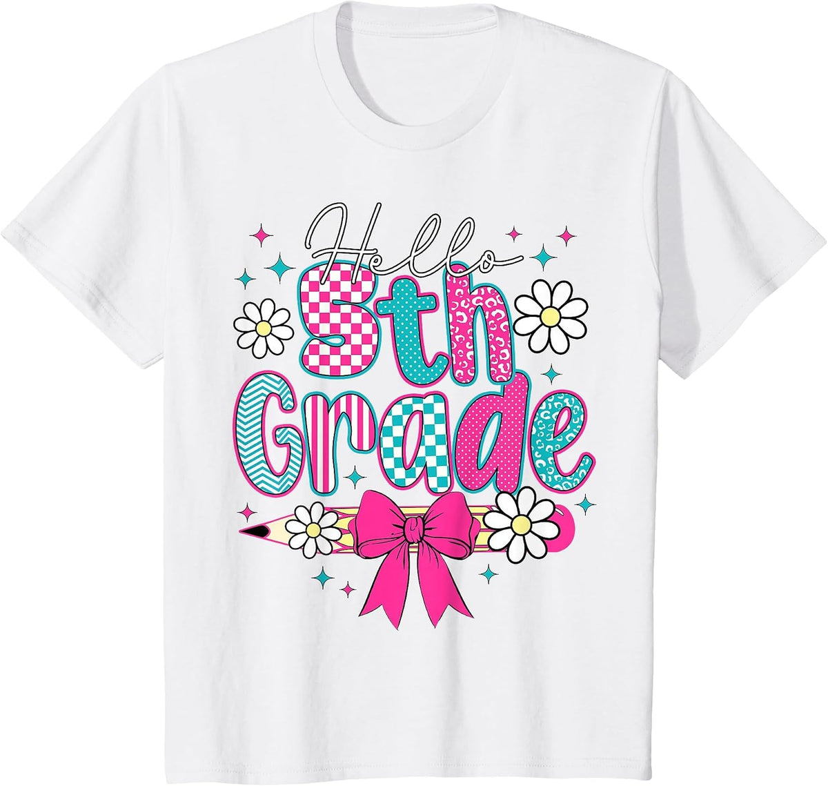 Hello Fifth Grade Team 5th Grade Back to School Boys Girls T-Shirt - White