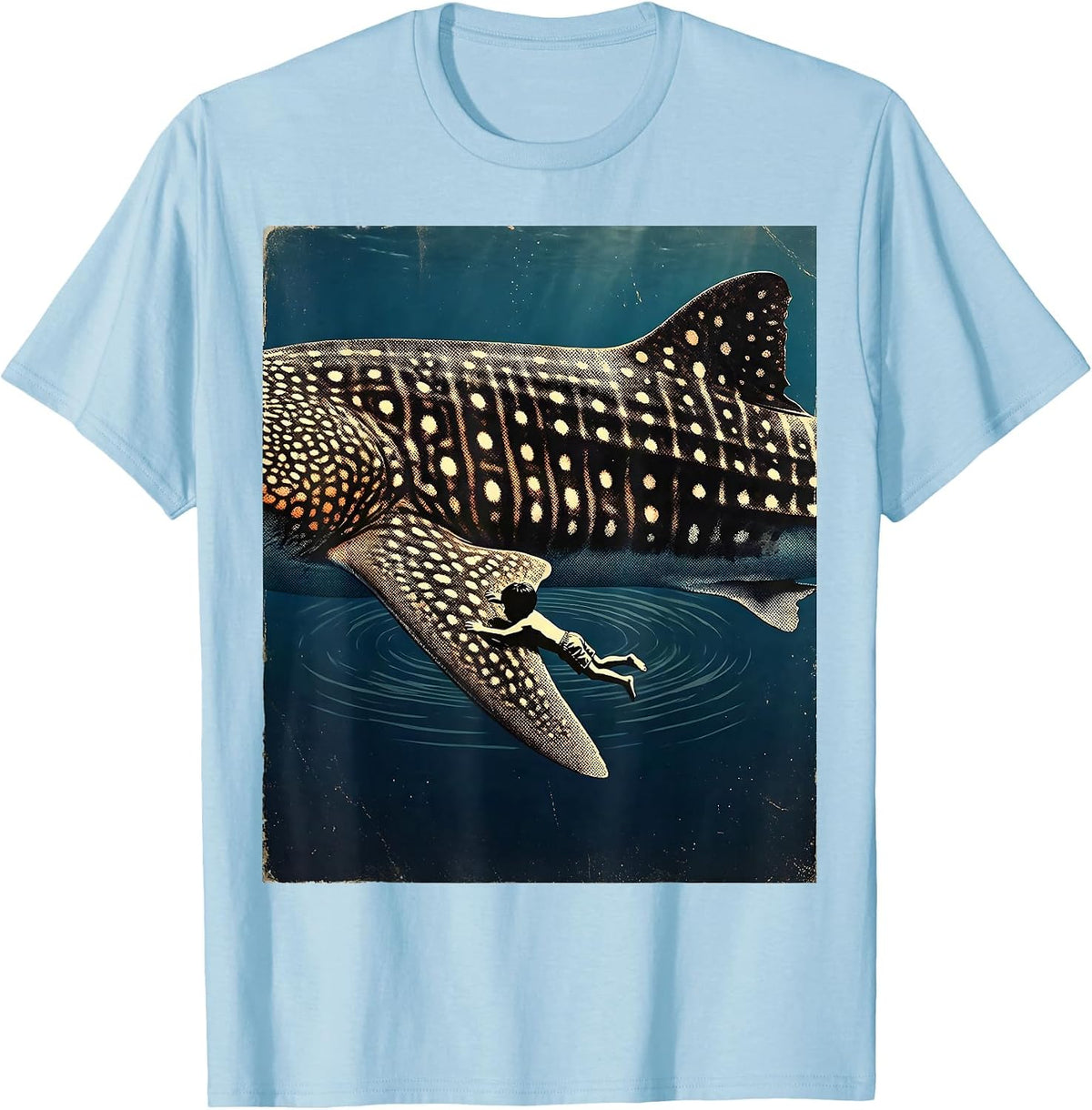 Men's Boys Mexico Whale Shark Swimming Adventure T-Shirt - Baby Blue