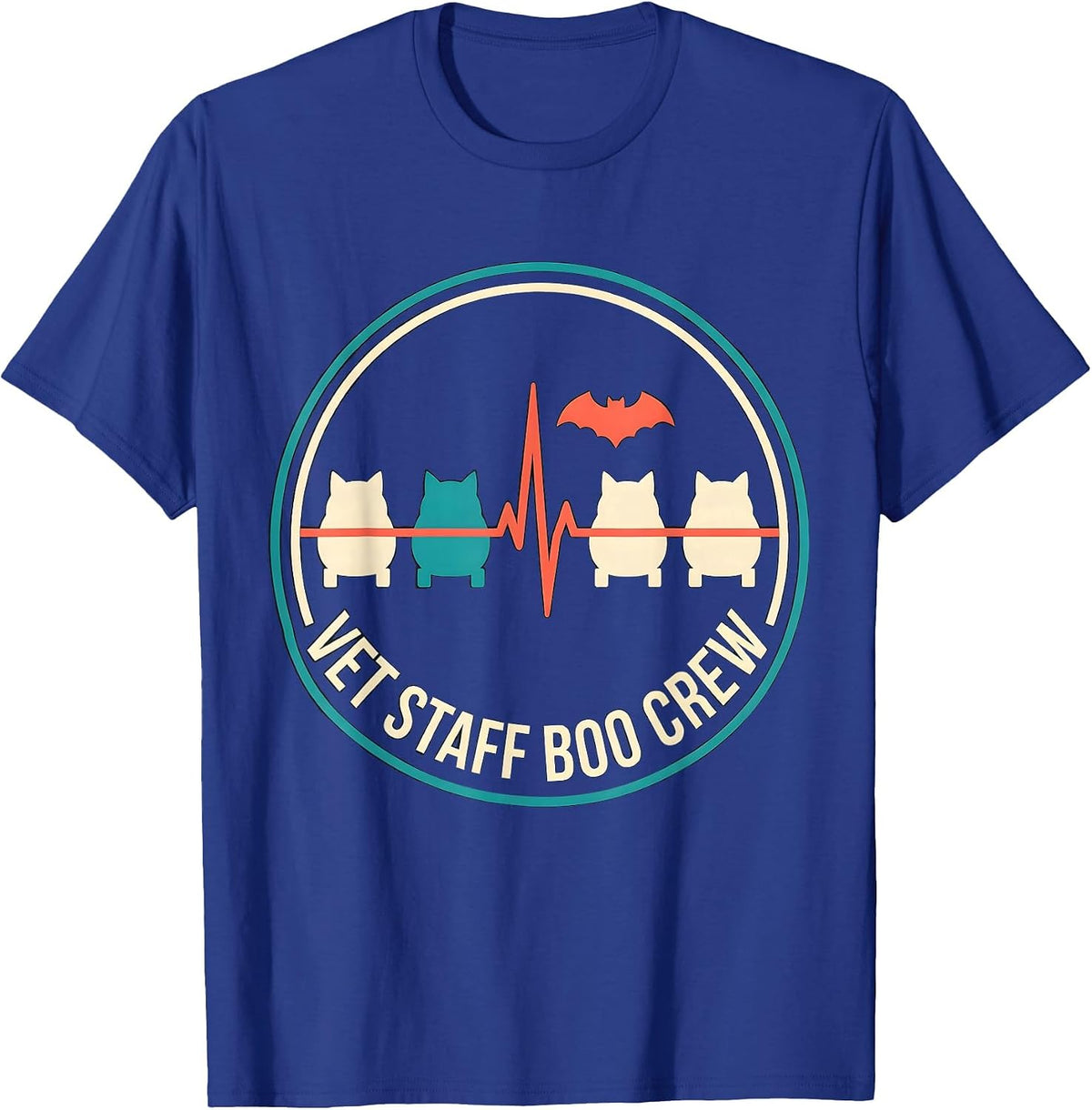 Men's Vet Staff Boo Crew Funny Vet Tech Halloween Season T-Shirt - Royal Blue