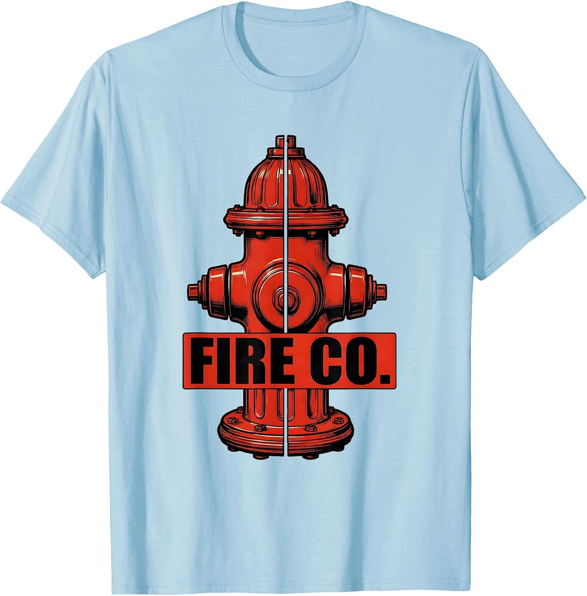Men's FIRE CO. Exploded Fire Hydrant Firefighter Department Pride T-Shirt - Baby Blue