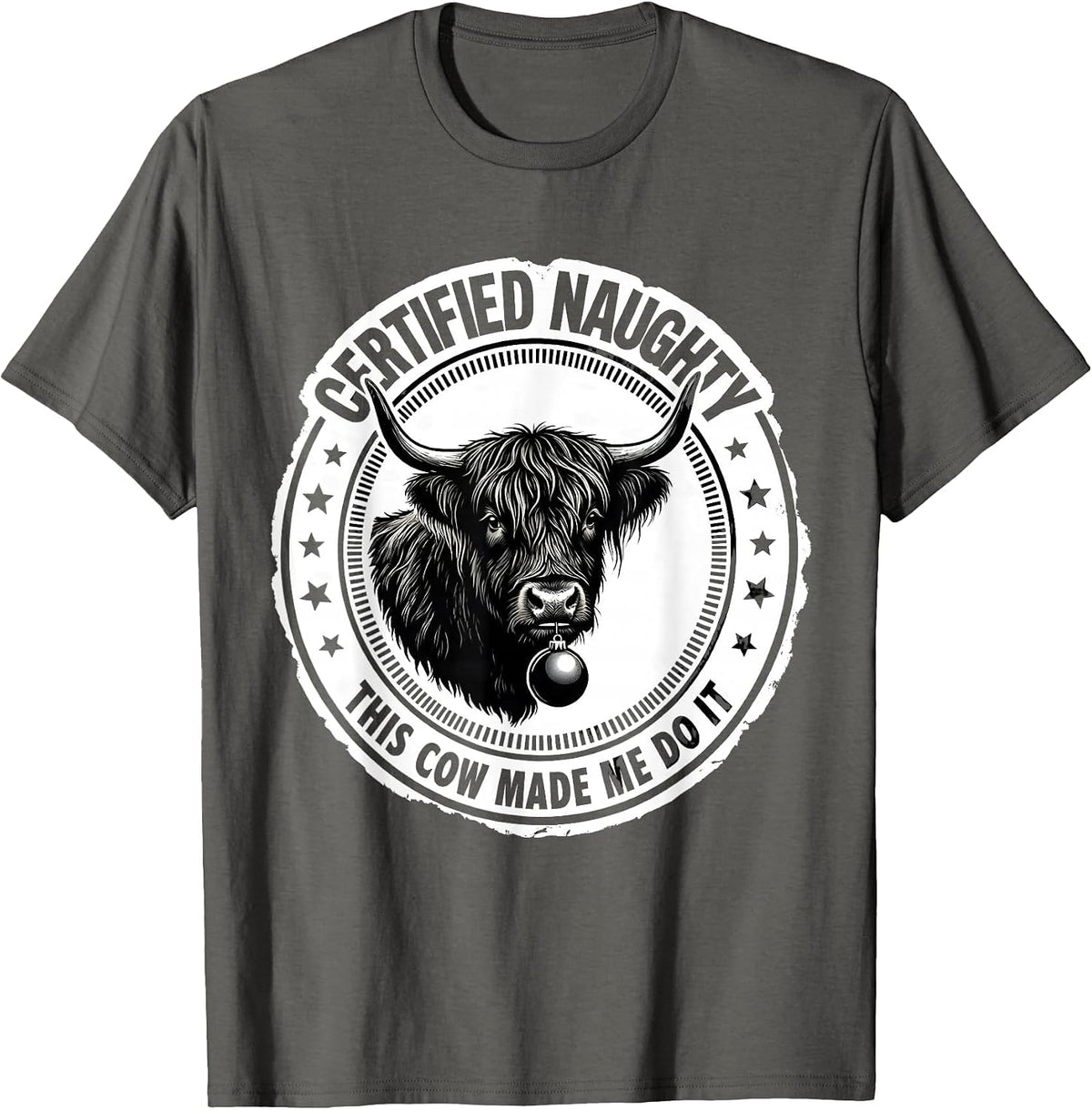 Men's Certified Naughty — This Cow Made Me Do It Funny T-Shirt - Asphalt Grey