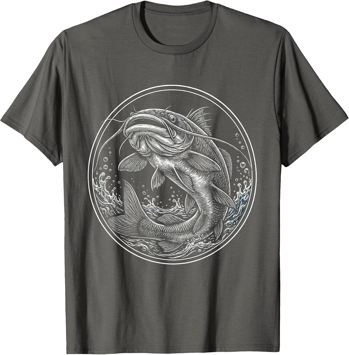 Giant Catfish Lurking in the Dark Depths T-Shirt - Asphalt Grey