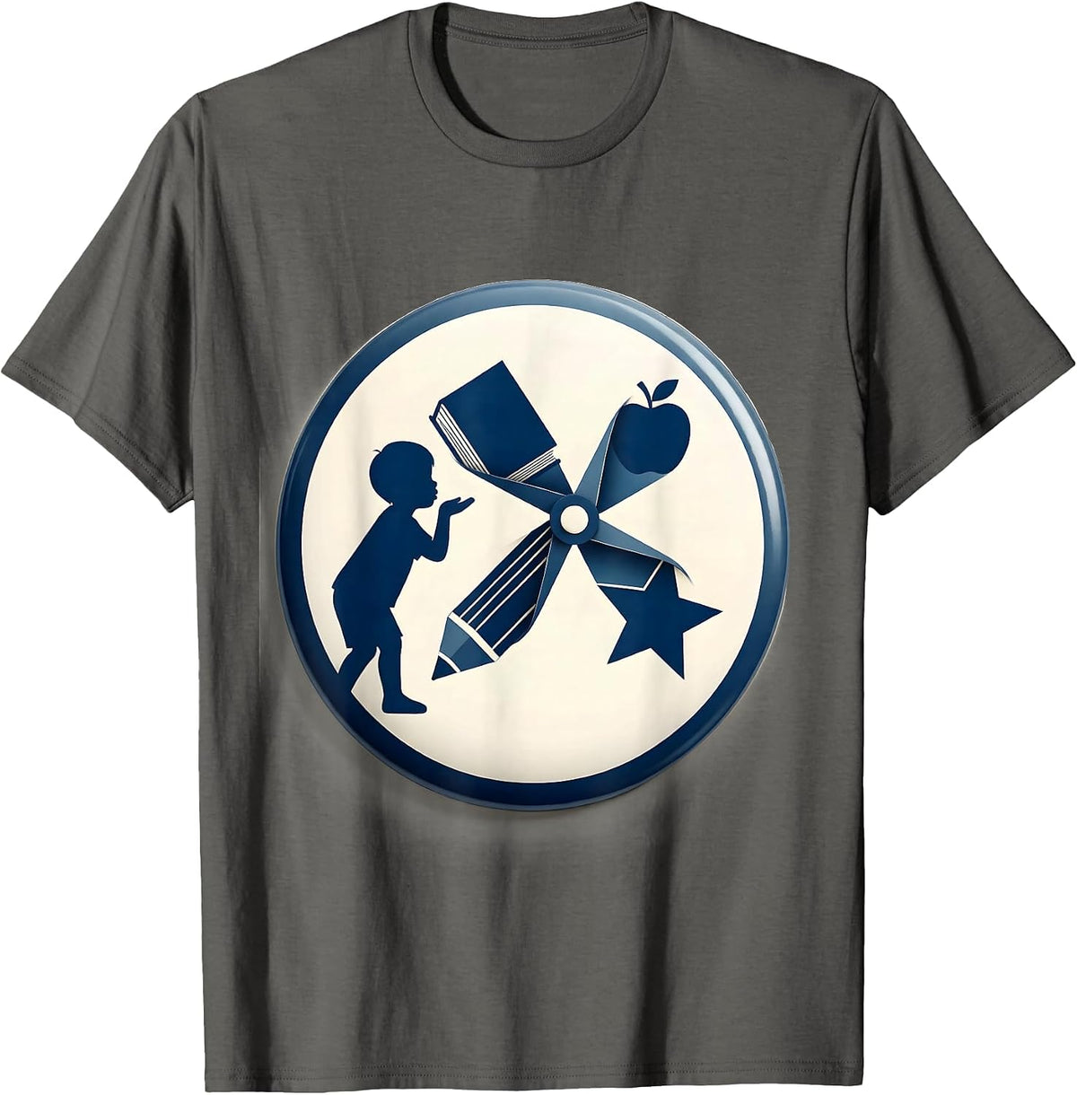 Special Education Teacher Pinwheel Learning Art T-Shirt - Asphalt Grey