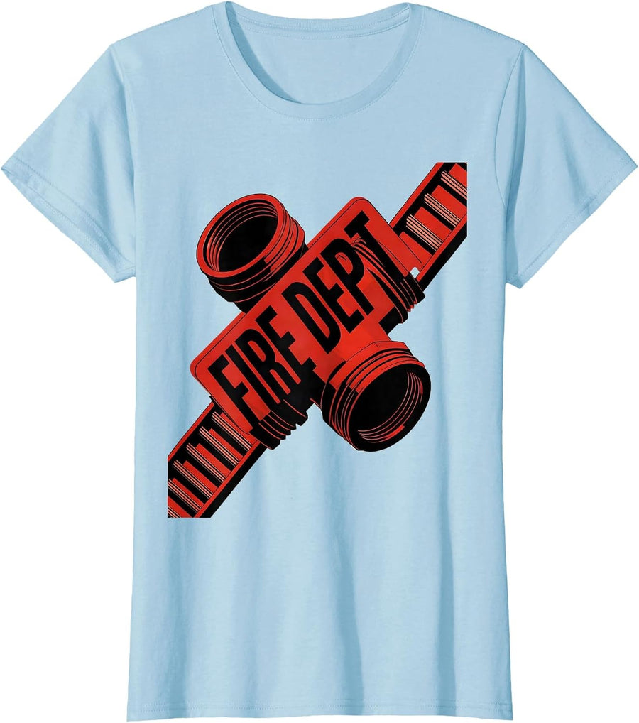 Women's FIRE DEPT Constructivist Firefighter Pride Humor T-Shirt - Baby Blue