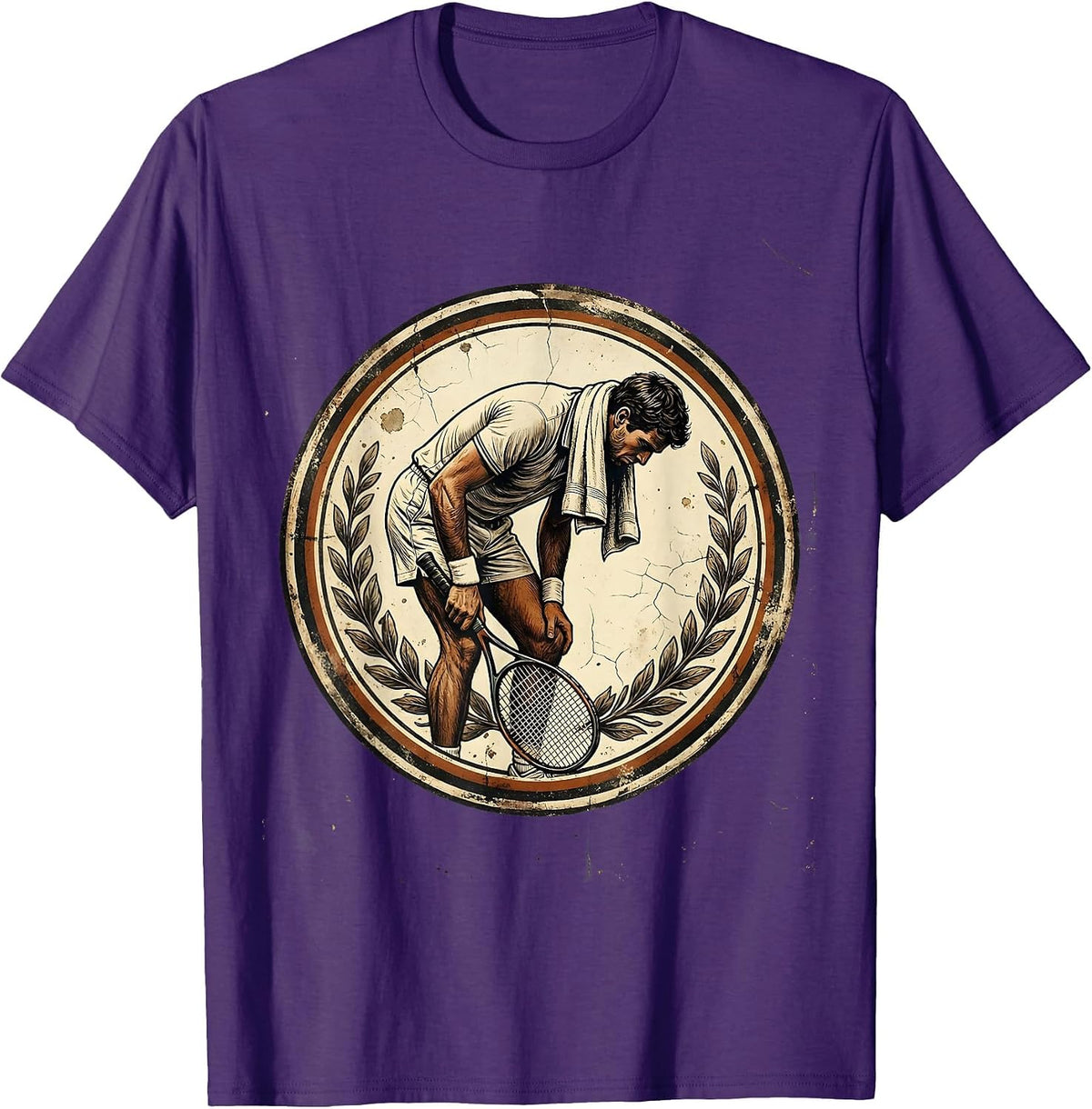 Sweaty Tennis Player Toweling Off Courtside T-Shirt - Purple