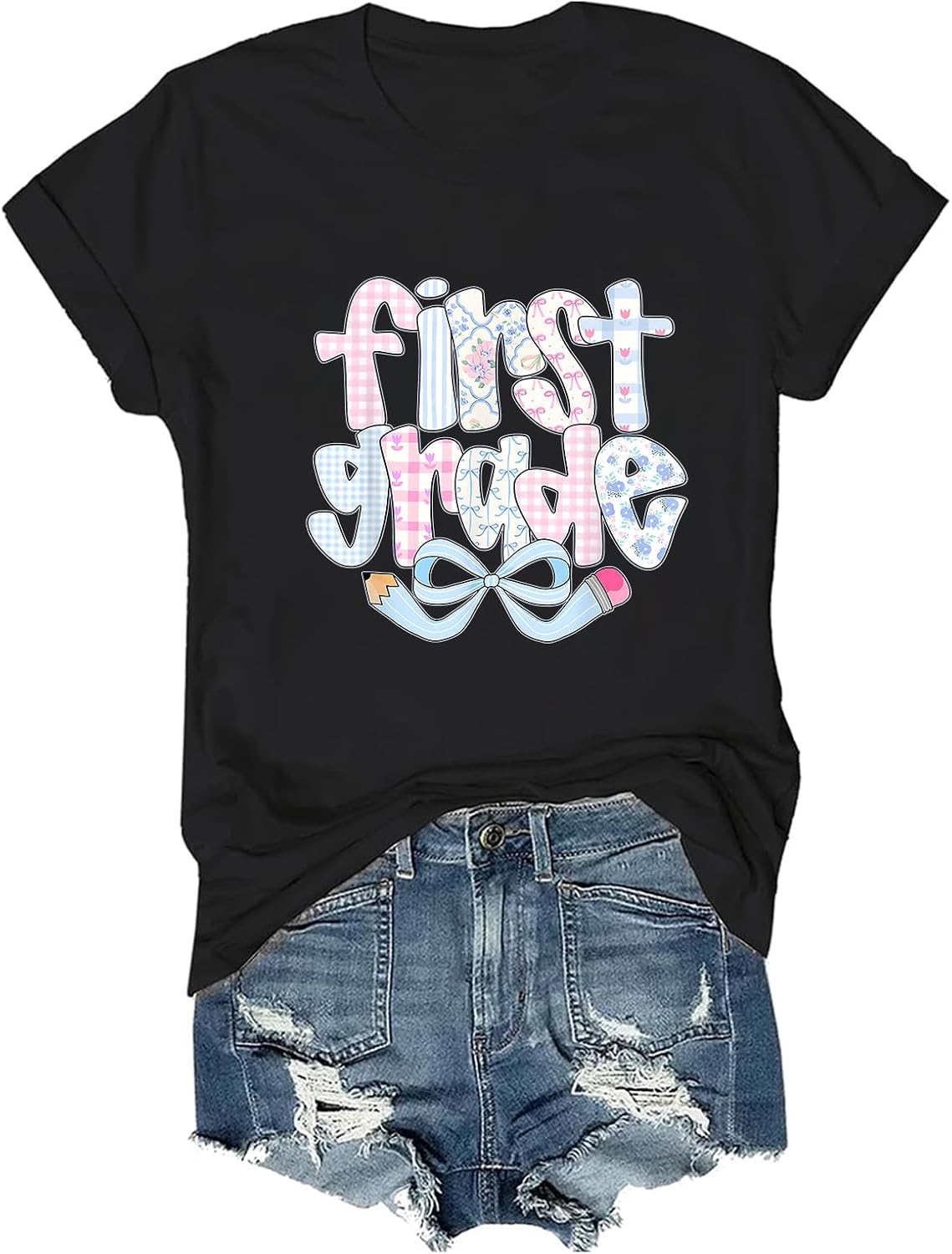 First Grade Shirt Back to School T-Shirt Teacher Life Tee - Black