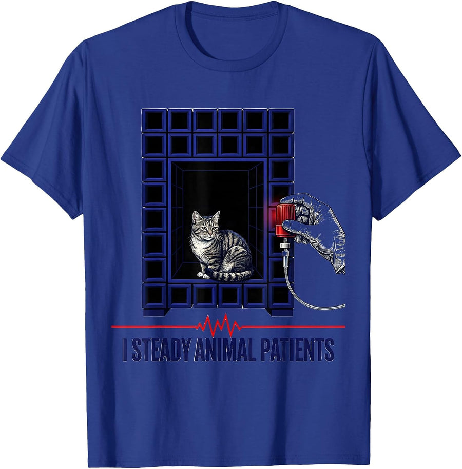 I Steady Animal Patients Geometric Vet Tech Veterinary Humor T-Shirt - Royal Blue