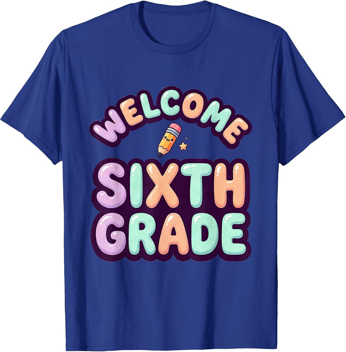 Men's Welcome Sixth Grade Cute Kawaii Back To School Kids First T-Shirt - Royal Blue