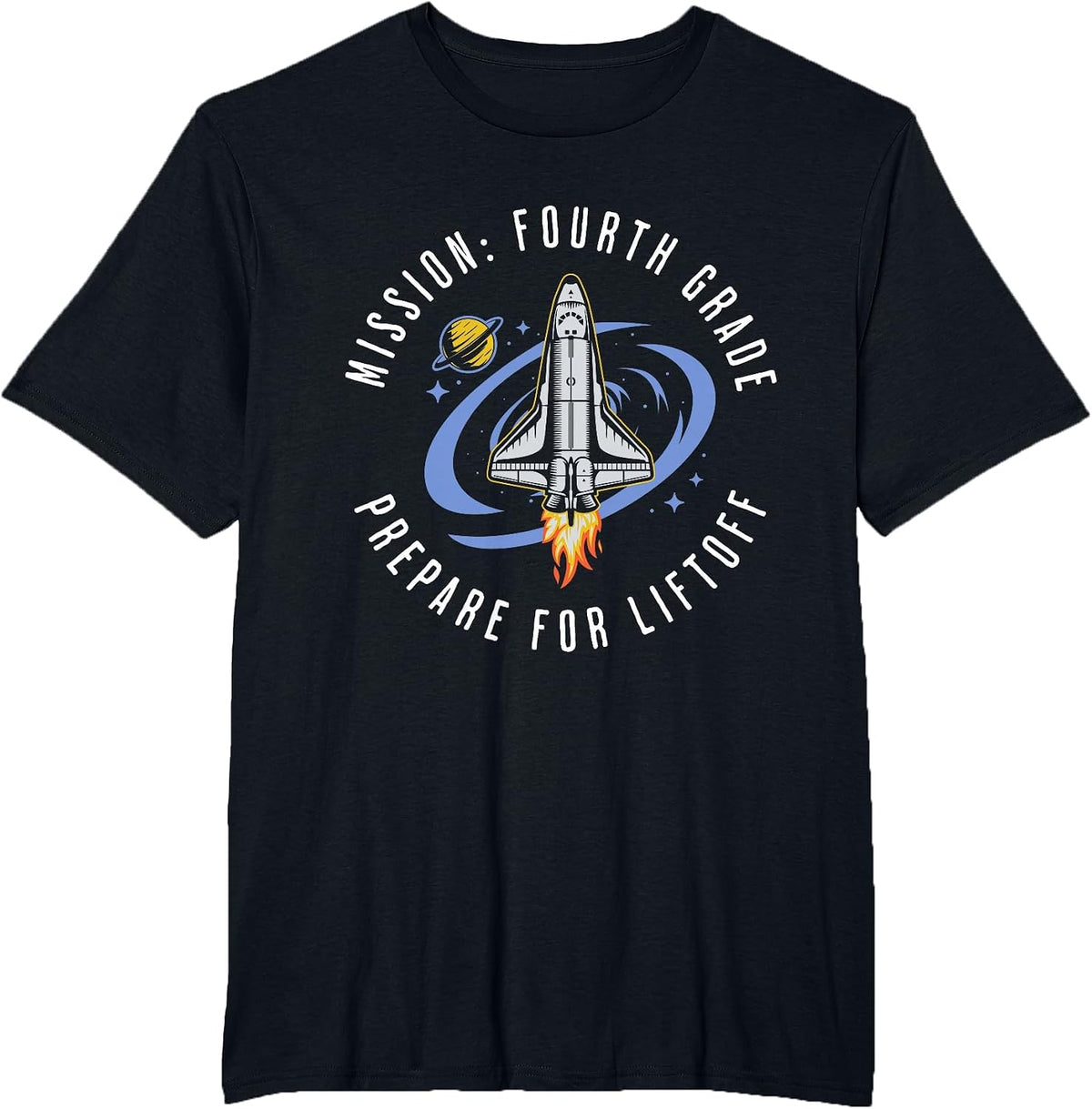 Mission Fourth Grade Space Rocket Back to School VI T-Shirt - Black