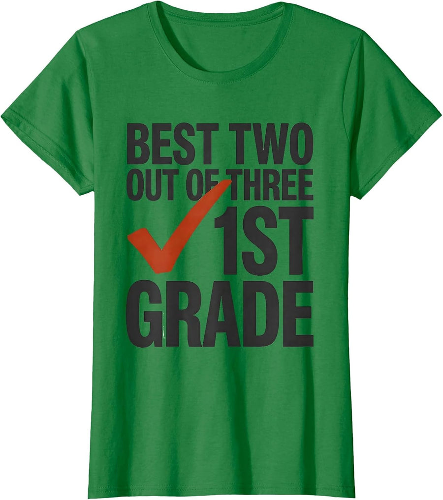 Women's Best Two Out Of Three 1st Grade Back To School Rock Paper T-Shirt - Kelly Green
