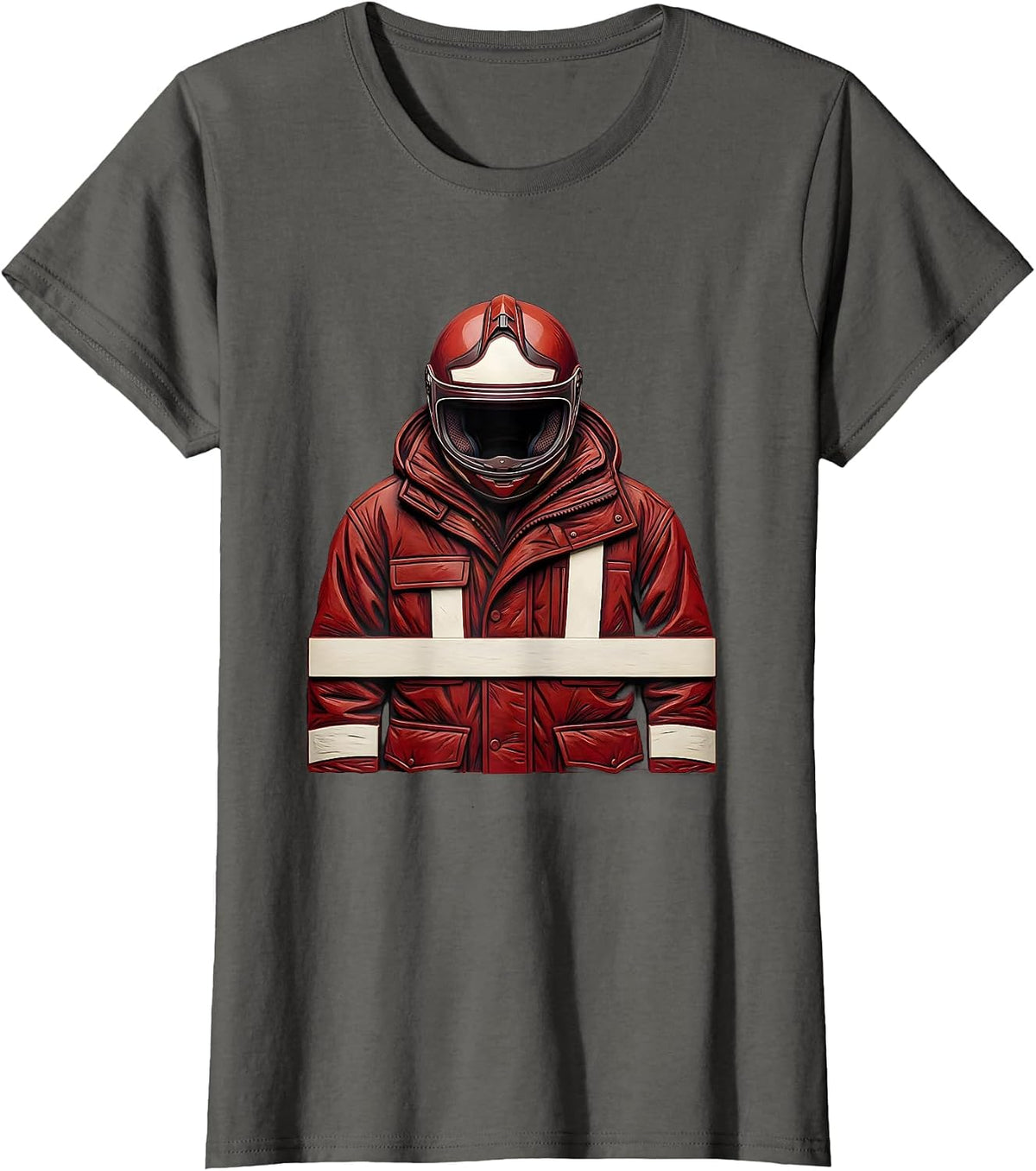 Women's Folded Turnout Coat Firefighter Humor Gift T-Shirt - Asphalt Grey