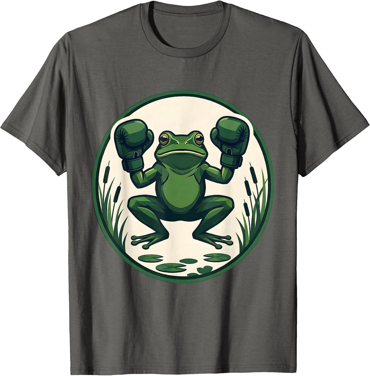 Frog Boxing Gloves Fighter Illustration T-Shirt - Asphalt Grey